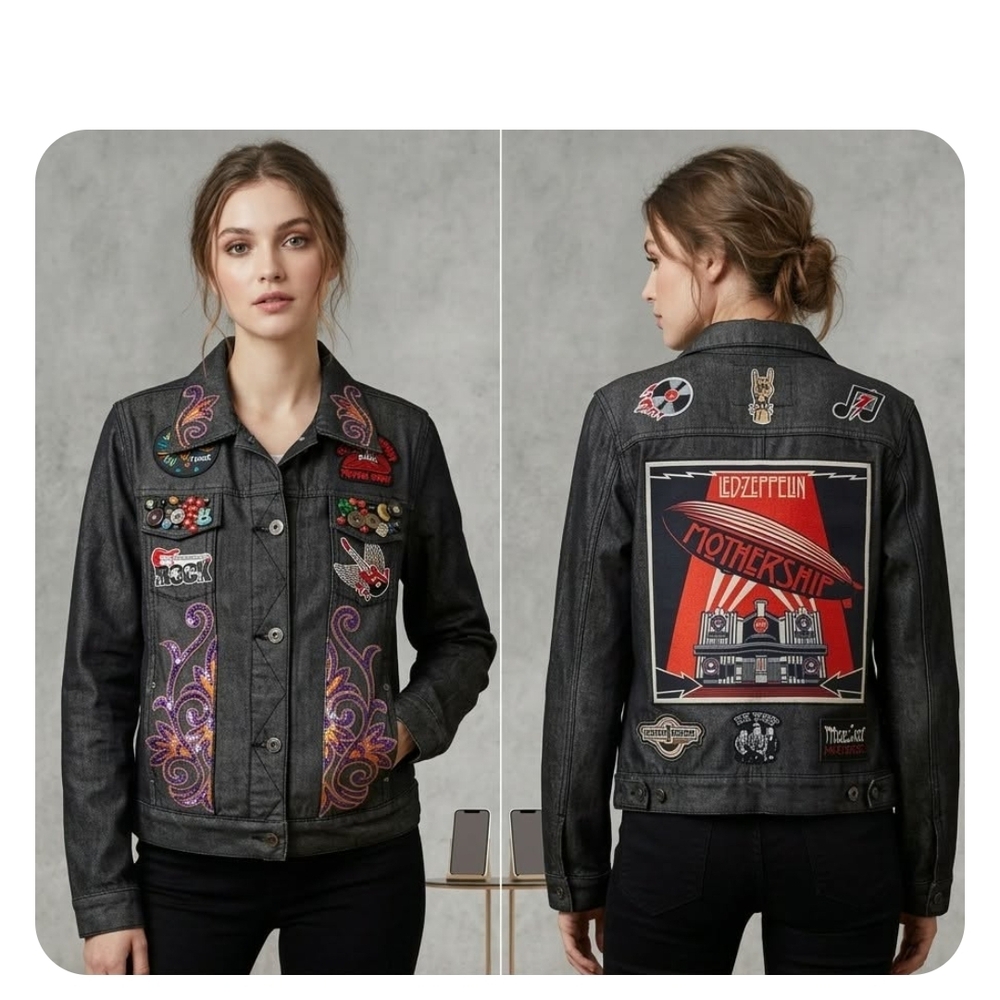 Black Mothership Patch Denim Jacket - image 3